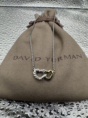 贈り物に＊DAVID YURMAN Interlocking Heart Pendant Necklace Cable Collectibles® Interlocking Heart Necklace in 18K