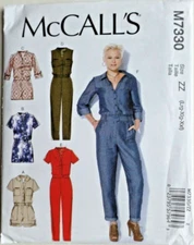 MCCALLS PATTERN 7330  JUMPSUIT ROMPER  MISSES SIZES LARGE XLARGE XXLARGE  UNCUT