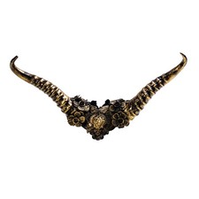 Black Gold Gothic Demon Long Horn Headpiece with Lace for Costume