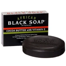 Madina African Black Soap Cocoa Butter with Vitamin E, 3.5 OZ Vegan 6 or 12 Pack