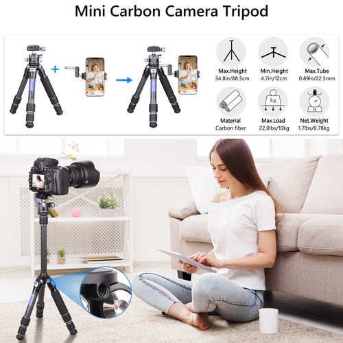 Trípode de fibra de carbono trípode de viaje trípode de mesa trípode de cámara con cabezal de bola - Imagen 2 de 14