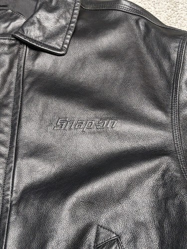 VTG SNAP-ON TOOLS 100% GEN. LEATHER~MEN’S BOMBER ALL BLACKED OUT JACKET~Size L - Picture 7 of 13