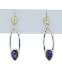 Lorenzo Lze143-Am Women's Sterling Silver 18K Amethyst Pear Drop Earrings 1 1/2"