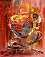 COFFEE  Modern Abstract   Original Oil Painting  IMPRESSIONIST