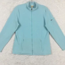 L.L. Bean Womens Fleece Jacket Baby Blue Full Zip Sleeve Pocket Lightweight M