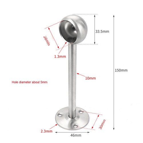 Stainless Steel Pipe Fittings Wardrobe Rail Hanging End Center Hanging Brackets - Picture 63 of 72