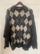 Lambswool Argyle Sweater Diamond Pullover Long Sleeve Men  s Large