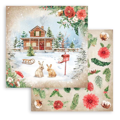 Stamperia - HOME FOR THE HOLIDAYS - 6" X 6" Double Sided Paper Pad - 10 SHEETS - Picture 3 of 12