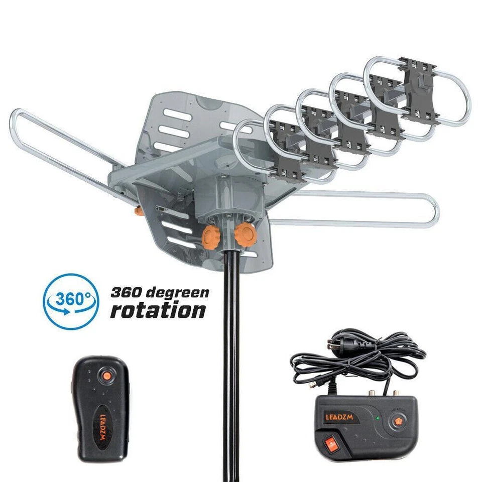 Leadzm 300Mile 1080P Outdoor Amplified TV Antenna Digital Signal HD Install-free