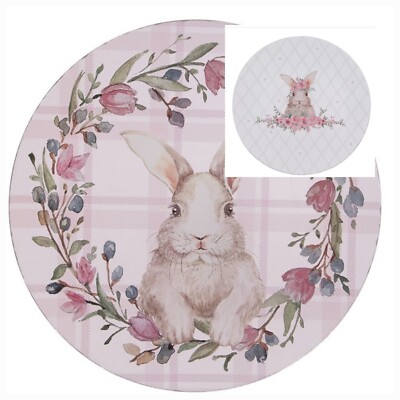 Clayre Eef Platzteller Kunststoff   Ostern Teller Hase Kaninchen   rosa 33cm
