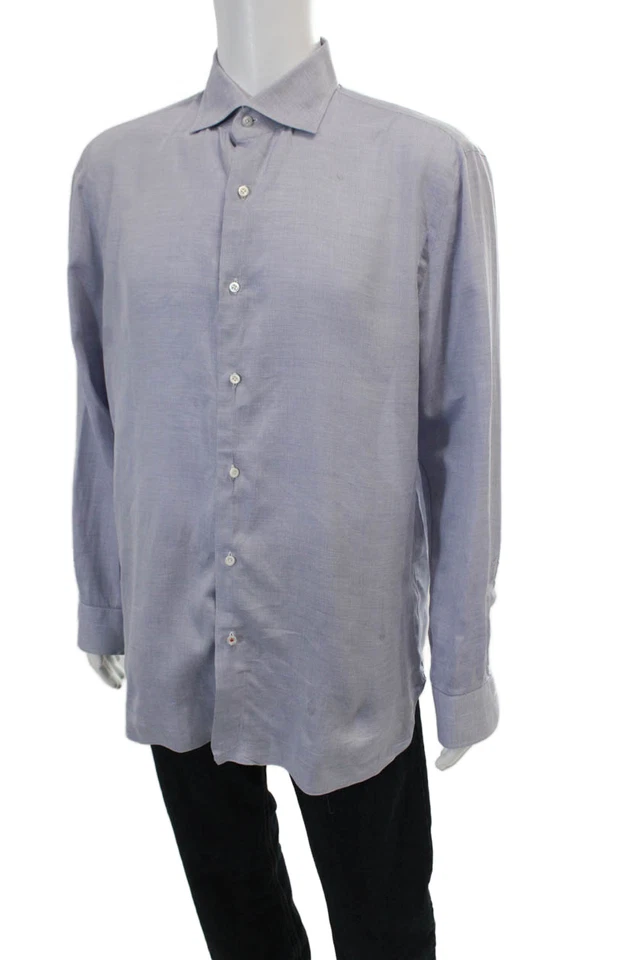 Camisa informal Isaia para mujer manga larga cuello abotonado azul talla 16 Foto 2 de 4