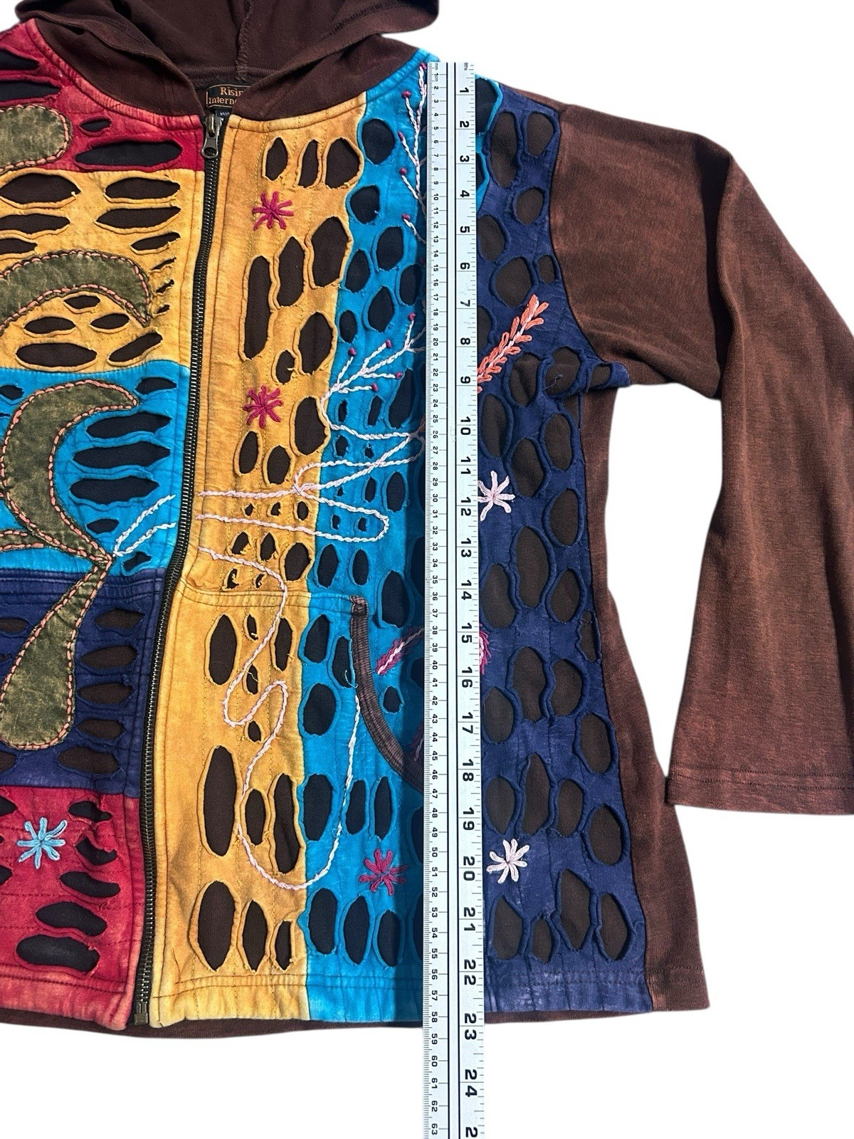 Rising International Patchwork Full Zip Hoodie Hi… - image 2