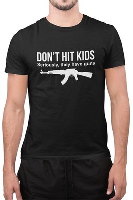 Lustiges Don't Hit Kinder Spruch Neuheit Vater T-Shirt