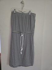 GAP Ladies M Black & White Stripe Strapless Casual Dress Rope Drawstring Waist