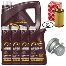 Motor&ouml;l Filter Set MANNOL 0W-30 504/507 9 Liter + Schraube f&uuml;r Mercedes V-Klasse
