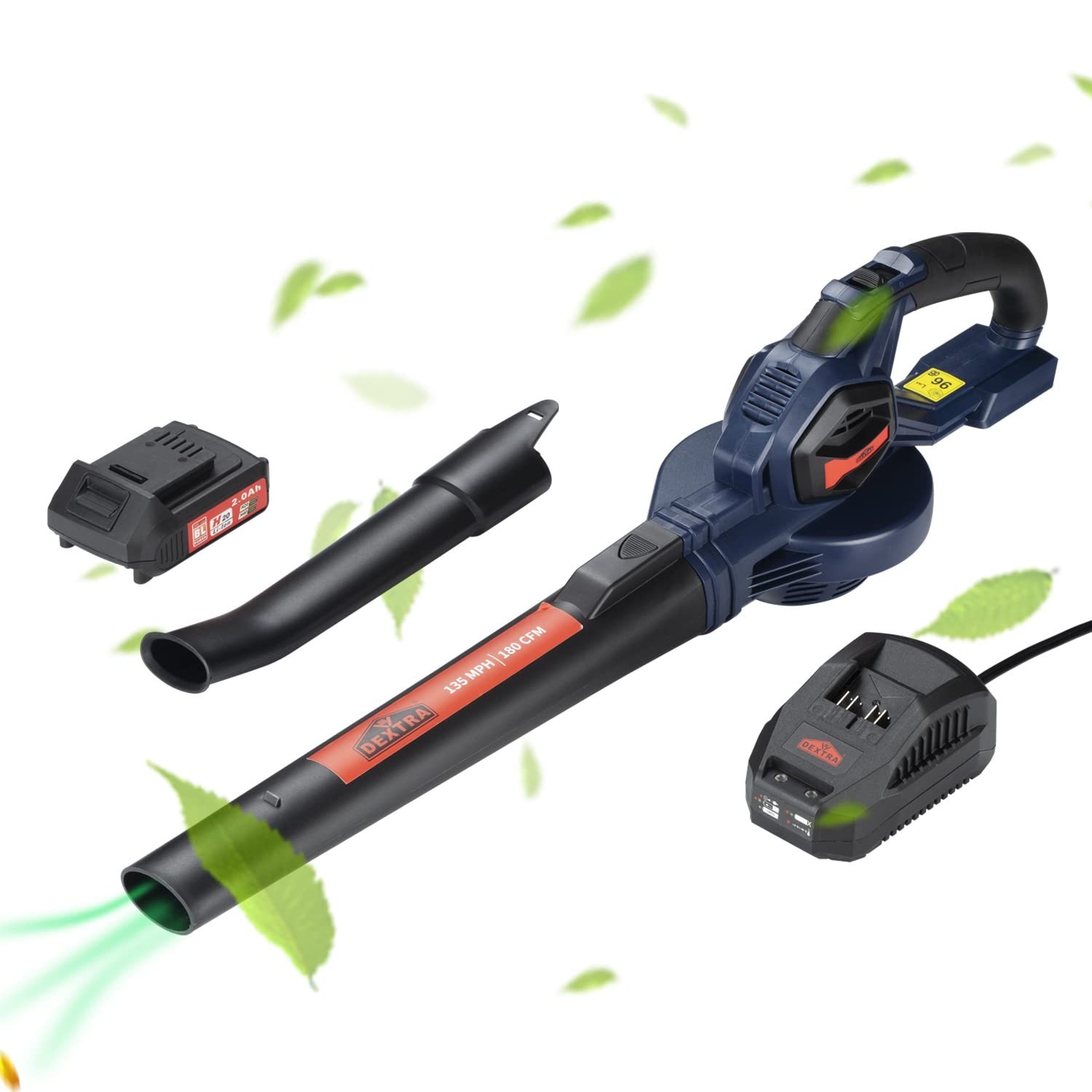 DEXTRA Leaf, Snow, Dust, Yard Blower, 20V Cordless 2.0 Ah Ba