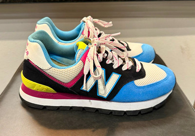 New Balance 574 WL574DJA Women s Lace-Up Multicolor Colorblock Sneakers 8