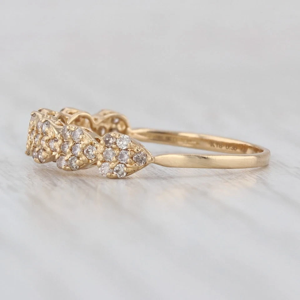 Aliança de casamento empilhável ouro amarelo 18k com corações de diamante 0,30 ctw tamanho 7,75 - Imagem 3 de 4
