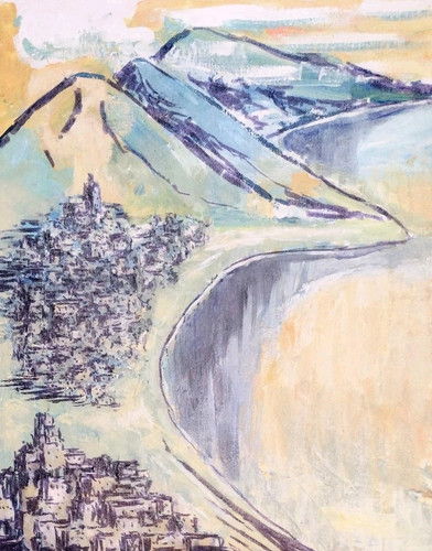 11 Zoll x 14 Zoll - Landschaft Meer Front Gemälde von A. Avila - Bild 1 von 5