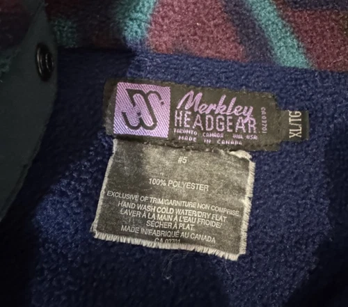 Vintage MERKLEY HEADGEAR Blue Aztec Print Fleece Sherpa Sweater Pullover Sz XL image 10