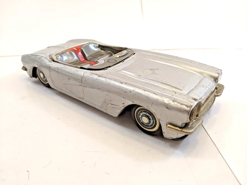 Vintage 8.5" Bandai Tin Litho 1959 Chevrolet Corvette Friction Car For Repair