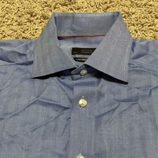 Eton Blue Cotton Contemporary Fit Formal Button-Up Dress Shirt Size 39 / 15.5