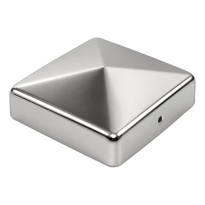 Capuchon De Poteau Pyramide En Acier Inox 121 Mm Pour Poteau 12x12cm 31585 - Photo 1/3