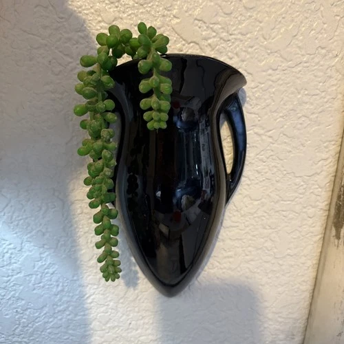 Roseville Rosecraft Colors 1920 Vintage Art Pottery Black Wall Pocket 1237-10