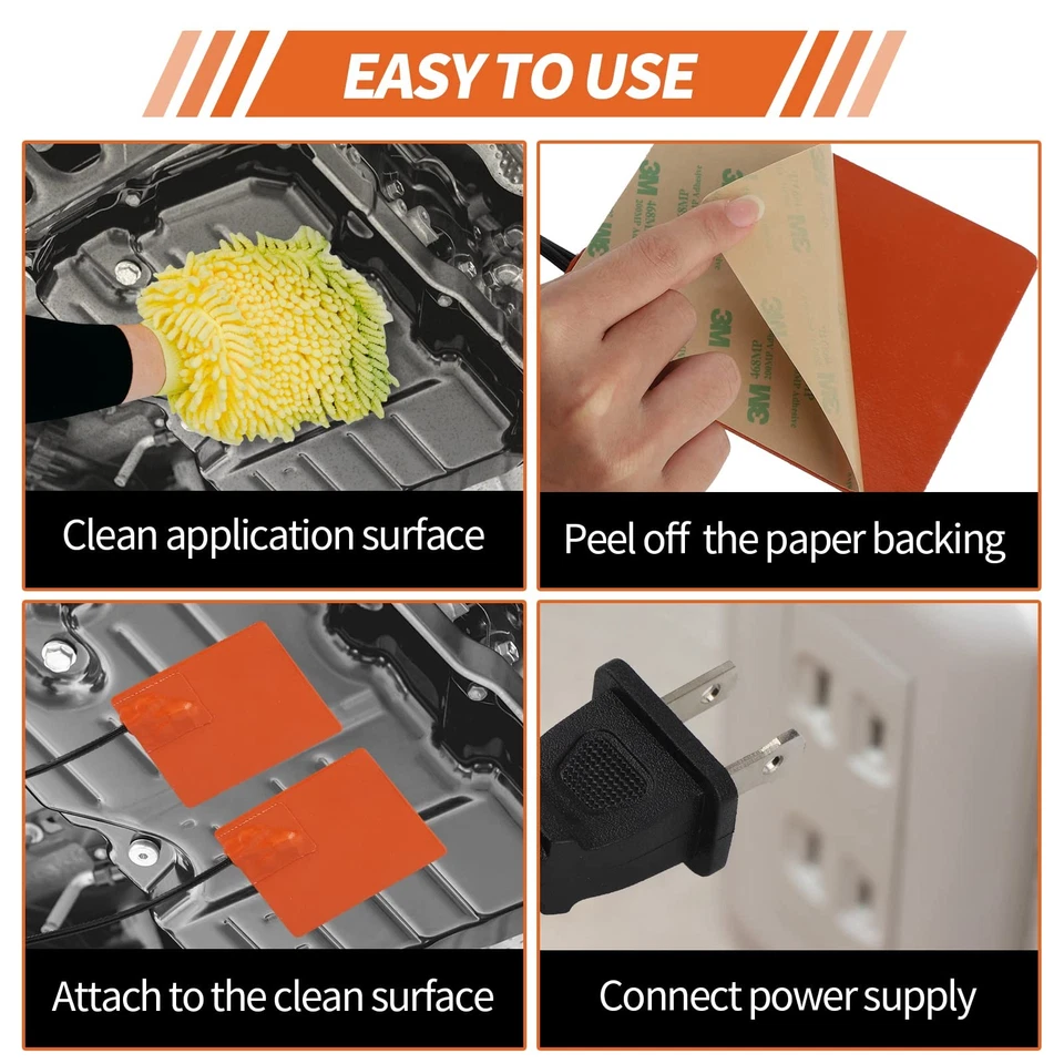 Almohadilla calefactora de silicona para motor de automóvil 2 piezas - Almohadilla calefactora autoadhesiva para cárter de aceite de 4" x 5" con Foto 3 de 4