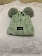 Women's Knit Beanie Hat with Faux Fur Pompom Soft and Wintery