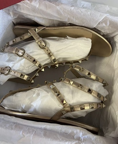 Valentino rockstud rose gold gladiator sandals size 4 | eBay