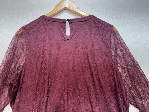 Isaac Mizrahi Live Womens Tunic Blouse Top Sze 18w Burgundy Lace Bell Sleeve NWT - Picture 14 of 16