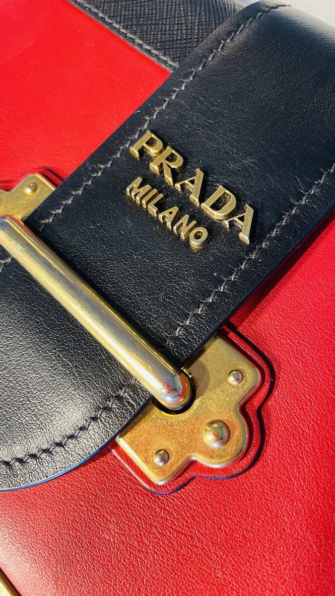 AUTHENTIC PRADA CAHIER handbag Great Condition Red & Dark AUTHENTIC PRADA CAHIER handbag Great Condition Red & Dark