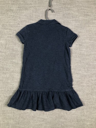 Polo Ralph Lauren Shirt Dress Girls 6x Blue Gray Mesh Small Pony Logo Ruffles - Picture 8 of 10