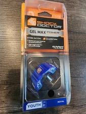 Shock Doctor Gel Max Power Youth Royal Blue Mouthguard Convertible Tether FB