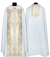 White Gothic Cope with stole Vestment Capa pluvial Blanca Piviale Bianco K013B