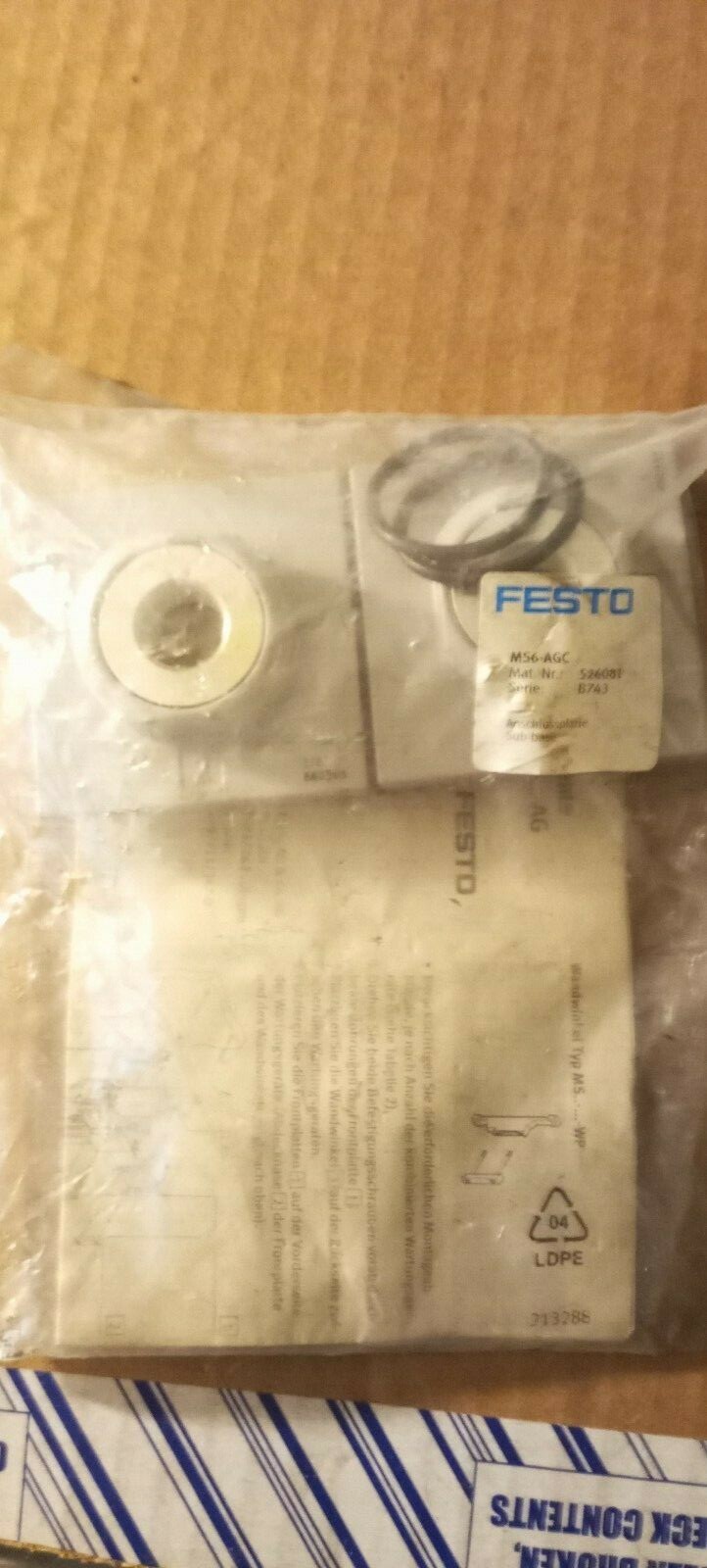 nos FESTO MS6-AGC CYLINDER SUB BASE SET 3/8” CONNECTION PLATE 526081 Fast Ship