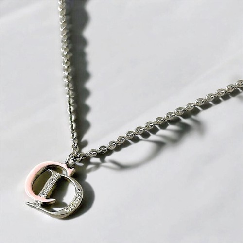 Christian Dior Logo Stone Necklace Silver x Pink Women - Picture 3 of 4