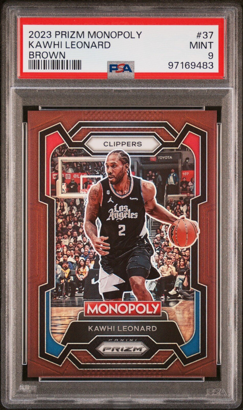 2023-24 Panini Prizm Monopoly Brown Prizm /249 Kawhi Leonard #37 PSA 9