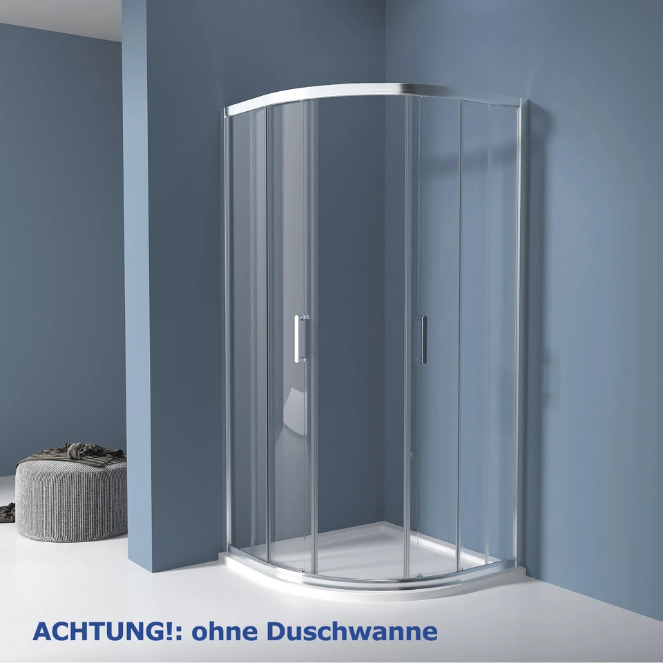 Duschkabine Runddusche Viertelkreis Schiebetür Dusche  NANO ESG Glas 90x90/80x80