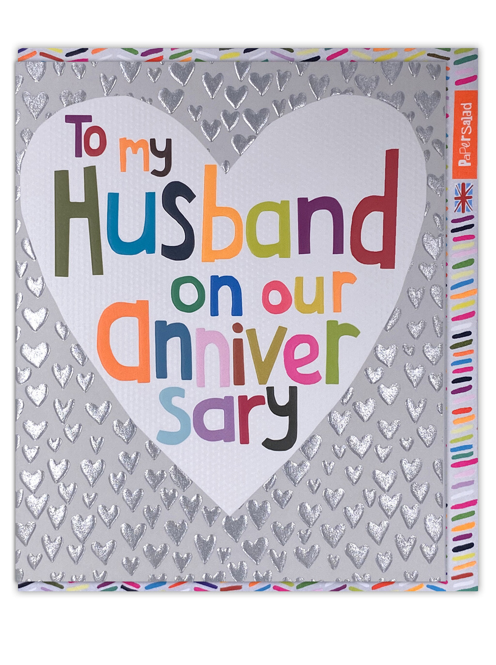 Paper Salad Husband Anniversary Card Pretty Cute Love Hearts Bright Neon Colour