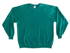 Vintage 90s Jerzees Solid Blank Sweatshirt Teal Aqua Made In USA Adult 2XL