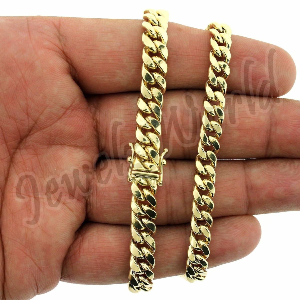 Real 10K Yellow Gold Men's 7MM Miami Cuban Link Chain Bracelet