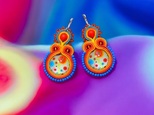 Ohrringe Technik soutache Kunsthandwerk , - Bild 2 von 7