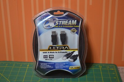 ULT40372 ULTRA X-STREAM USB 2.0 CABLE USB AM TO AF 15 ft Extension PIN CONNECTOR