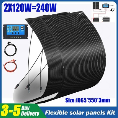 240W Watt Flexible Solar Panel Kit with Solar Charge Controller 12V Off Grid RV