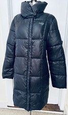 Orage Black Reversible Quilted Synthetic Down Puffer Coat Pockets Women's L