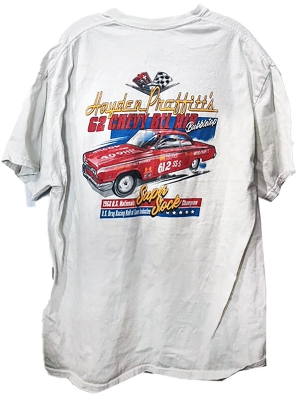 Camiseta VRHTF VINTAGE RARA LEGAL NHRA HAYDEN PROFITT 62 BEL AIR SUPER ESTOQUE X GRANDE - Imagem 4 de 4