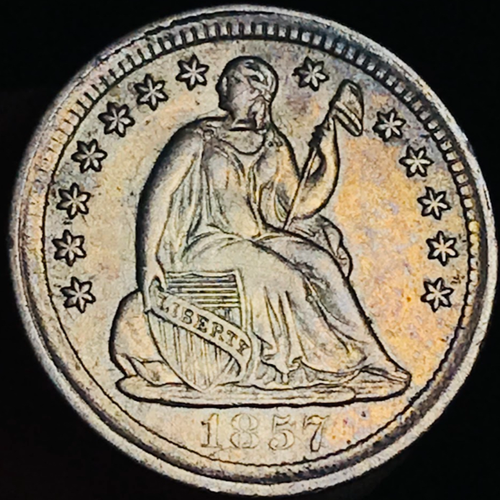 1857 Seated Liberty Half Dime 5C Choice Ungraded 90% Silver US Coin CC23045