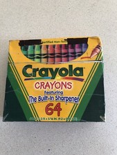 Vintage No.  64 CRAYOLA CRAYONS Set w/ Built In Sharpener - Binney  Smith 1997
